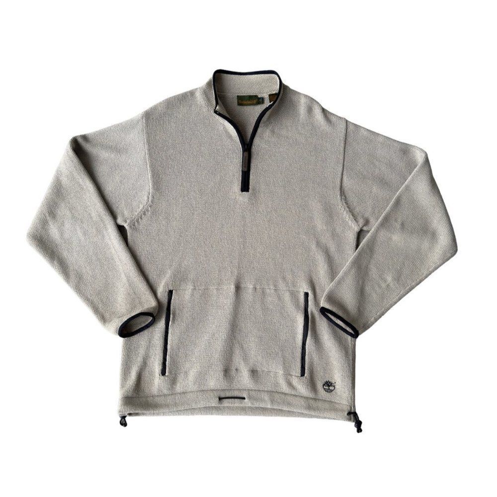 Timberland Vintage 90s Knitted Pullover with Pockets Sweater Beige / Black Men's